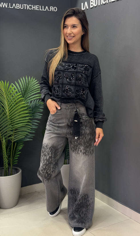 JEANS BLACK DENIM ANTELOPE