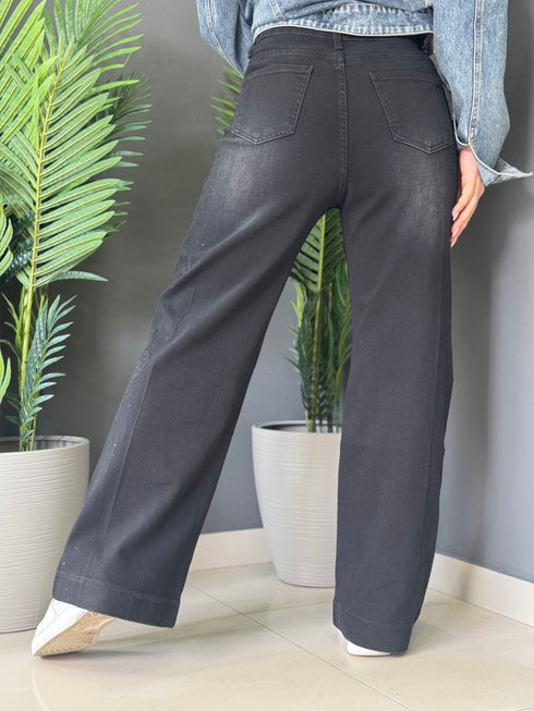 JEANS BLACK RHINESTONE