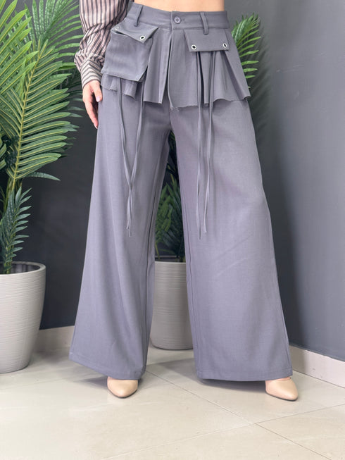 PANTALONI GREY FLARED