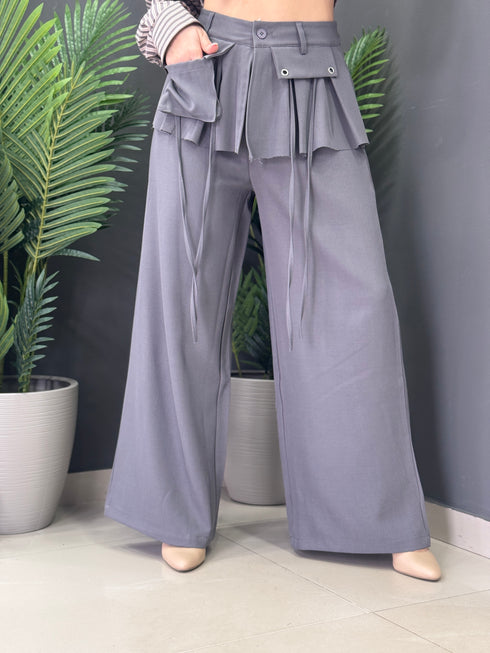 PANTALONI GREY FLARED