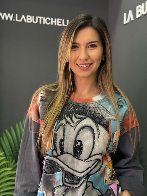 BLUZA GREY & AQUA DENIM