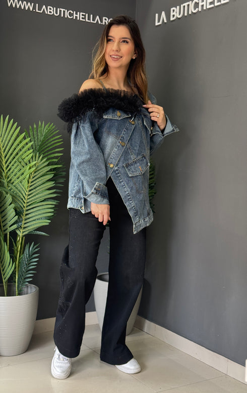 JEANS BLACK RHINESTONE