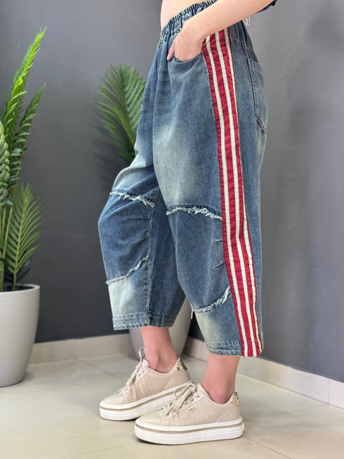 JEANS RED STRIPE DENIM