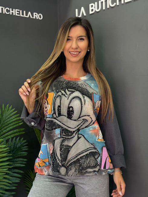 BLUZA GREY & AQUA DENIM