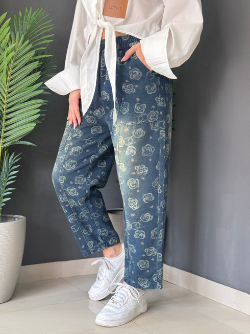 JEANS BLOOM PRINT