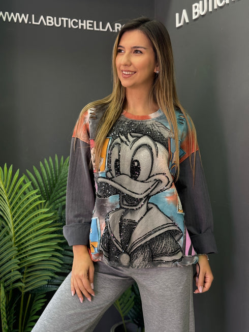 BLUZA GREY & AQUA DENIM